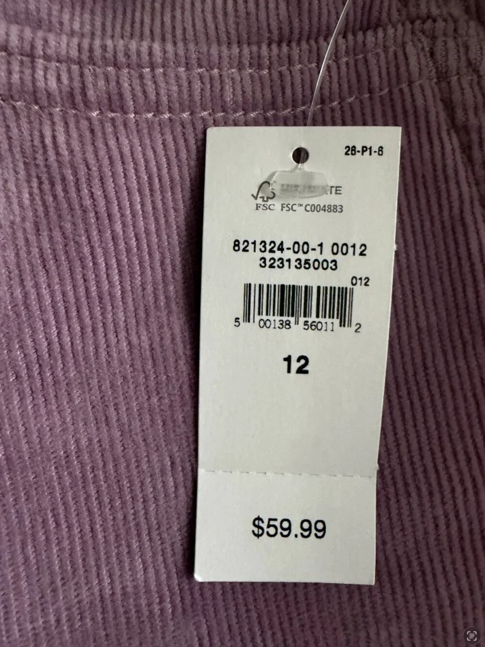 NWT Girls Corduroy Barrel Pants Amethyst Purple Size 12